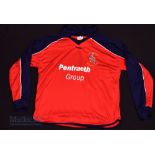 2002/03 Bangor City FC Away football shirt size L, in red, Teejac, long sleeve