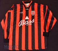 1990s Bohemian FC Home football shirt size XL, black and red, O’Neills, long sleeve