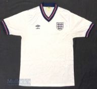 1984/87 England International Home football shirt size 42”, in white, Umbro, short sleeve