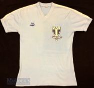 c1980s/90 Malmo FF Home football shirt indistinct label, Puma, in sky blue, appears S/M adults,