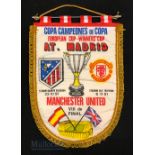 1991 European Cup Winners Cup 2nd Round Manchester United v Atletico Madrid Football Pennant, 41cm x