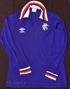 1978/82 Rangers FC Home football shirt size 38/40” in blue, Umbro, long sleeve