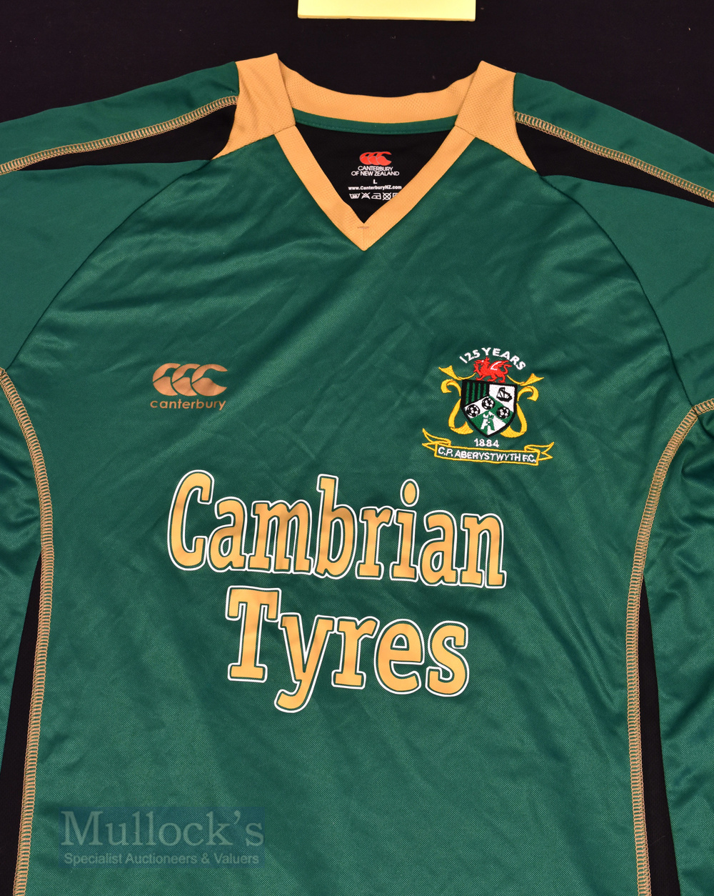 2000 Aberystwyth FC Home football shirt size L, in green, long sleeve, Canterbury New Zealand, 24- - Image 2 of 2