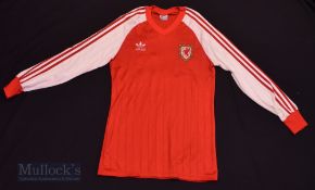 1983/84 Wales International Home football shirt size medium, in red and white, Adidas, long