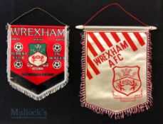 2 x Wrexham Football Club Pennants 1873-1979, The oldest club in Wales, Wrexham Robins size 32cm