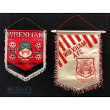 2 x Wrexham Football Club Pennants 1873-1979, The oldest club in Wales, Wrexham Robins size 32cm