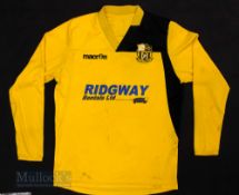 St Martins FC Home football shirt no label, size L/XL, Macron, No16 to reverse, in yellow and black,