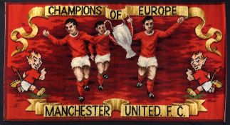 Manchester United European Cup Winners 1968 Axminster Rug - Wool (42%) size is 27” x5 1”, with