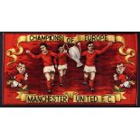 Manchester United European Cup Winners 1968 Axminster Rug - Wool (42%) size is 27” x5 1”, with