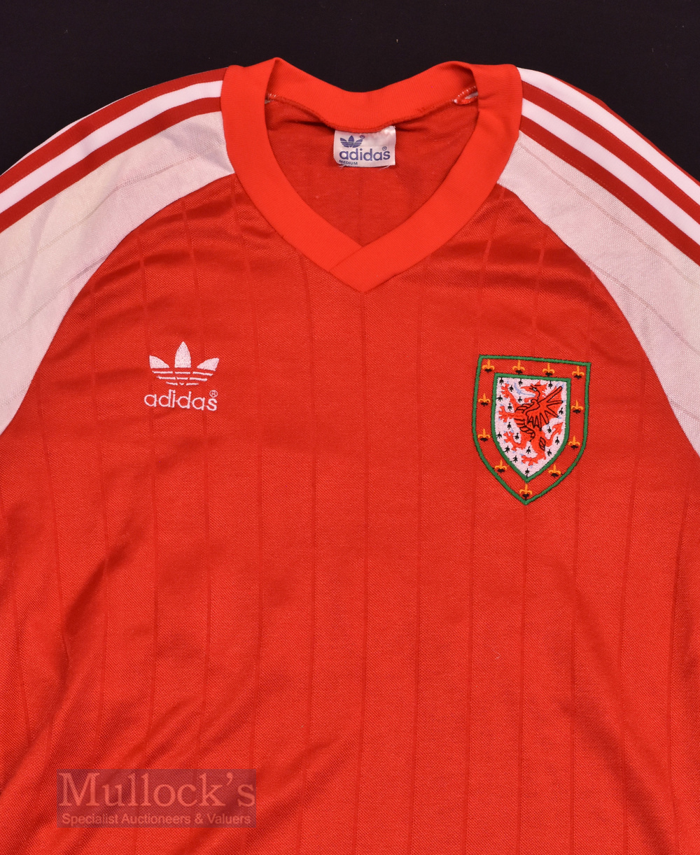 1983/84 Wales International Home football shirt size medium, in red and white, Adidas, long - Image 2 of 3