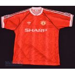 1990/92 Manchester United Home football shirt size 42-44”, in red, Adidas, short sleeves, with