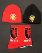 3x Manchester United Hats/ Snood - Champions 1999, Champions of Europe and Snood Manchester /