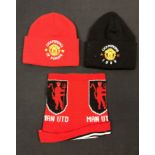 3x Manchester United Hats/ Snood - Champions 1999, Champions of Europe and Snood Manchester /