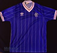 1982/84 Ranger FC Home football shirt size 38/40”, in blue and white stripes, Umbro, short sleeve
