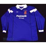 c2000 Bangor City FC Home football shirt size XL, in blue and white, Teejac, long sleeve