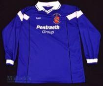 c2000 Bangor City FC Home football shirt size XL, in blue and white, Teejac, long sleeve