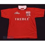 Manchester United Treble Winners Souvenir football shirt in red, short sleeve, M.U, no label, M/L