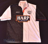 1990s/00s Dundalk FC Home football shirt size large O’Neills, in black and white, short sleeve