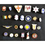 Collection of 25x Enamel Club Football Badges Scottish teams, Ulster, Leeds and Aston Villa (One