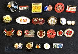 Collection of 25x Manchester United football club badges a mixture of enamel and other metal