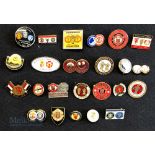 Collection of 25x Manchester United football club badges a mixture of enamel and other metal