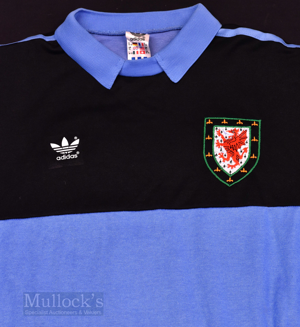 1980s Wales International Goalkeeper football shirt Adidas, in blue and black, size XL, No 12 to - Image 2 of 3