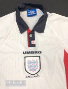 1997/99 England International Home football shirt size large in white, red and blue, Umbro, long