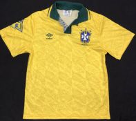 1991/93 Brazil Home International football shirt size 97/102cms, Umbro, in yellow, with sleeve