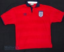 2000/01 England International Away football shirt size medium, in red, Umbro, short sleeve