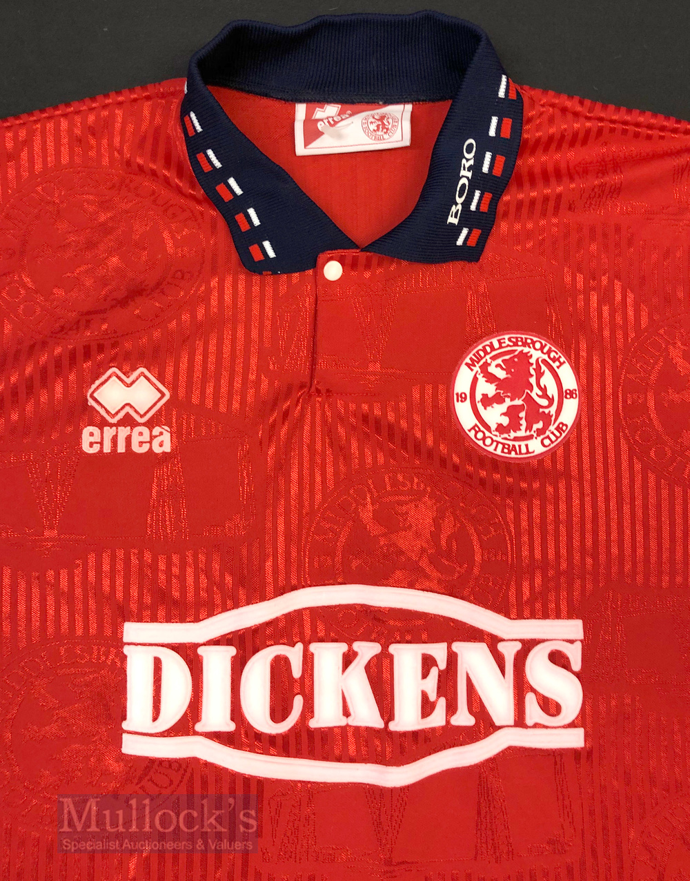 1994/95 Middlesbrough Home football shirt size medium, in red, Errea, short sleeve - Image 2 of 2