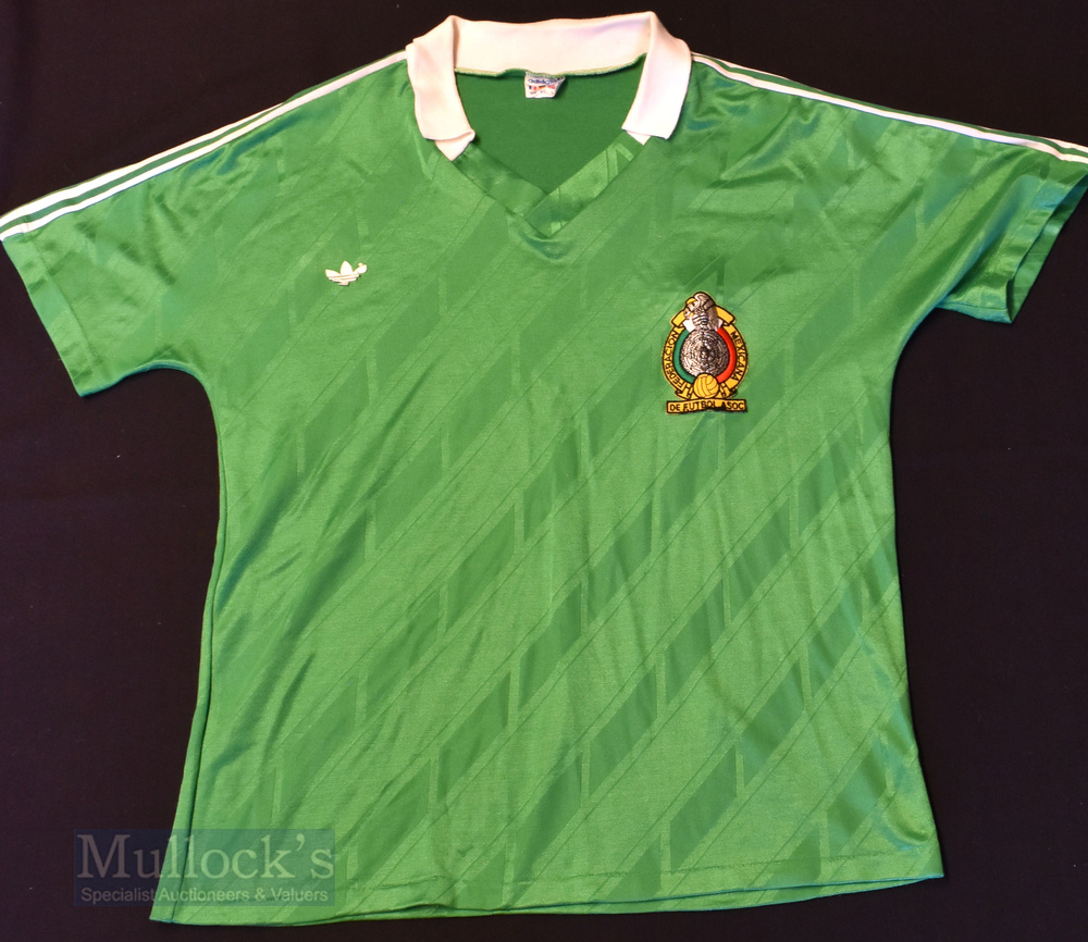 Retro 1986 Mexico International Home football shirt size large, in green and white, Adidas, short - Image 3 of 3