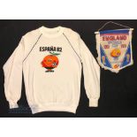 1982 World Cup ‘Espana 82’ England Pennant official World Cup Souvenir and Espana 82 Sweatshirt top,