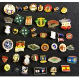 Collection of 44x European and World Football teams Stadiums Enamel and Metal Badges, to include