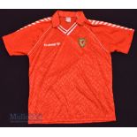 1987/90 Wales International Home football shirt size XL, in red and white, Hummel, short sleeve
