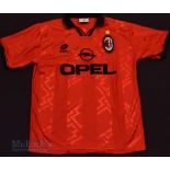 1995/96 AC Milan Home football shirt in size large, Lotto, star above badge, in red and black, short