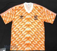 c1988 Netherlands International football shirt size XL, Adidas, in Orange, made in Ireland, short
