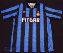 1991/92 Inter Milan Home football shirt size XL, Umbro, in blue and black, short sleeves
