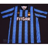 1991/92 Inter Milan Home football shirt size XL, Umbro, in blue and black, short sleeves