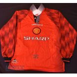 1996/98 Manchester United Home football shirt size large, in red, Umbro, long sleeve