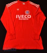 1982/84 Bayern Munich Home football shirt size large, made in West Germany, Adidas, in red, stitched