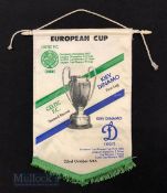 1986 Celtic v Kiev Dinamo European Cup Football Pennant, 20cm x 29cm, match Finished 1-1.