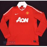 2010/11 Manchester United Home football shirt size large, in red, Nike, long sleeve