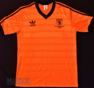 1983/84 Dundee FC home football shirt size large, in orange and black, Adidas, short sleeve