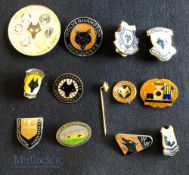 Collection of 13x Wolverhampton Wanders football enamel badges plus a pin, from the 1970 onwards