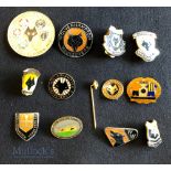 Collection of 13x Wolverhampton Wanders football enamel badges plus a pin, from the 1970 onwards