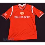 1984/86 Manchester United Home football shirt size large, Adidas, in red and white, short sleeve