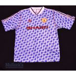 1990/92 Manchester United Away football shirt size 42-44”, blue and white design, Adidas, short