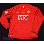 2008 Champions League Final Manchester United football shirt in red, M.U, size XL, ‘Final Moscow