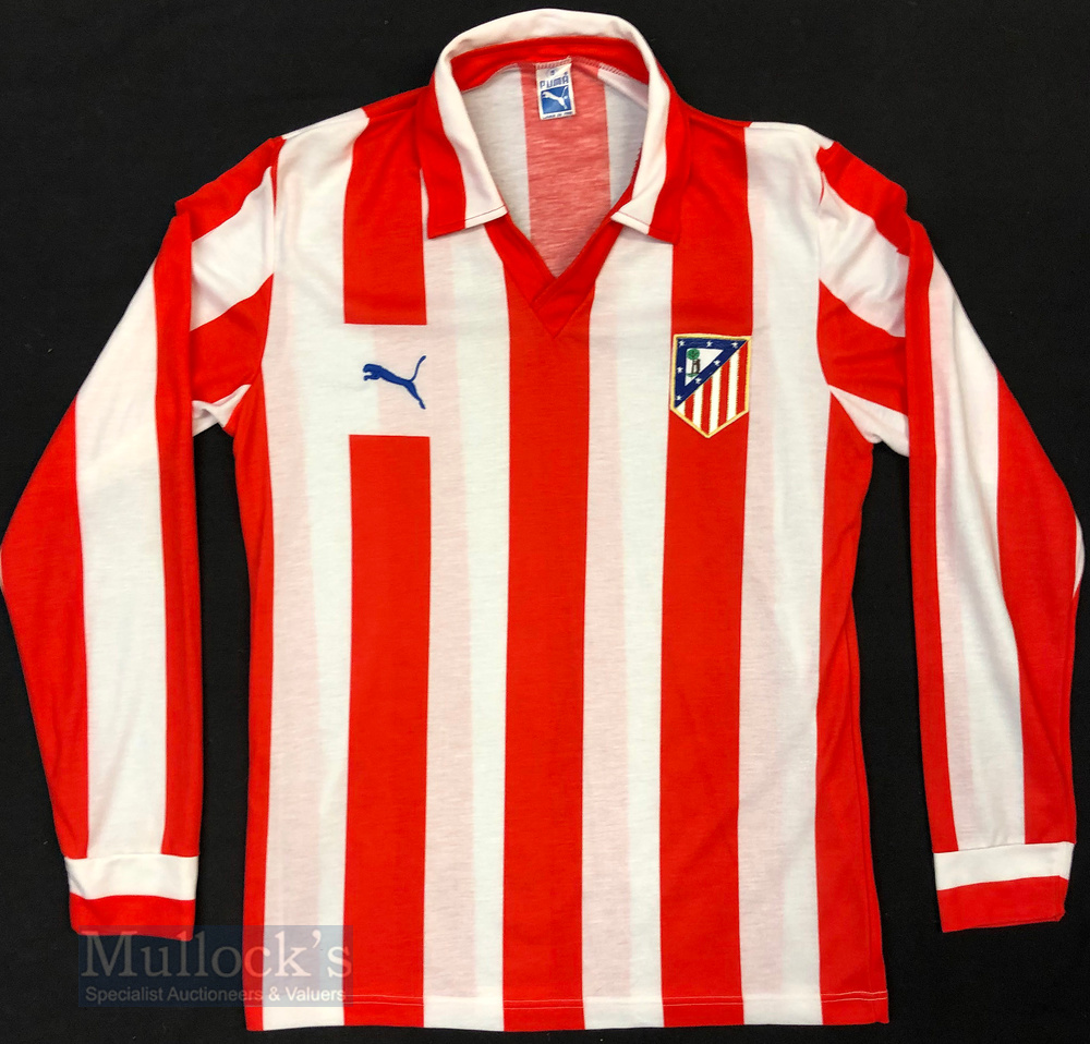 1987/88 Athletico Madrid Home football shirt size 5, (adult), Puma, made in Spain, in red and white, - Image 2 of 2