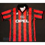 1994/95 AC Milan Home football shirt in medium size, black and red, Lotto, still with original